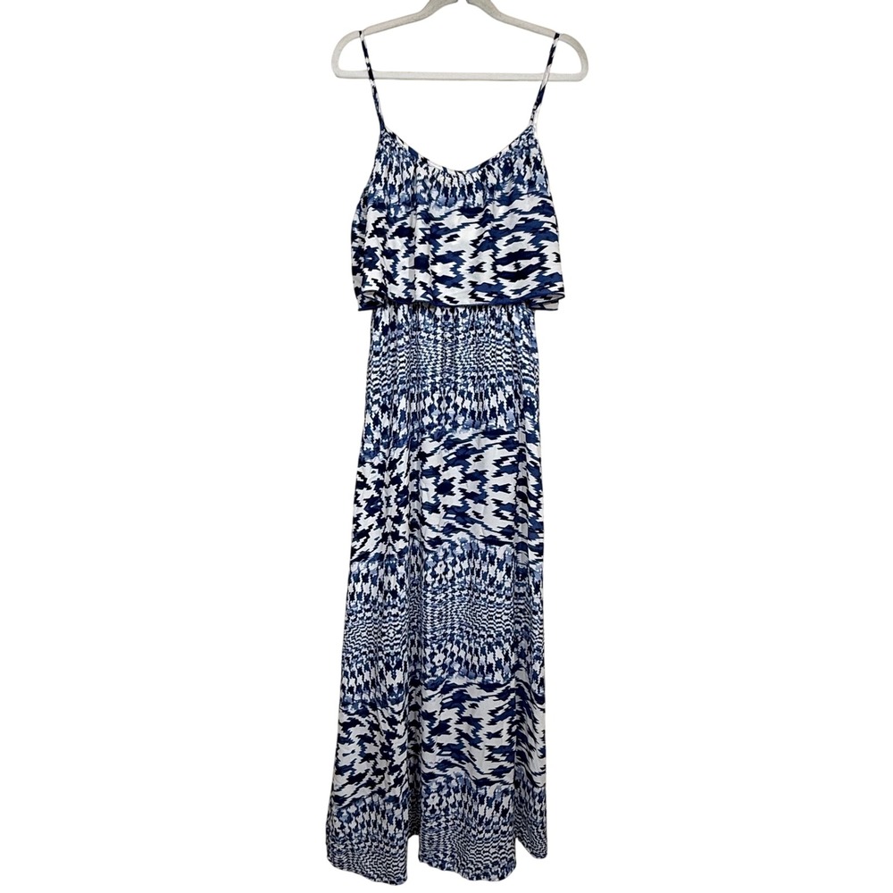 Moon Collection Blue and White Printed Maxi Dress - Picture 2 of 12